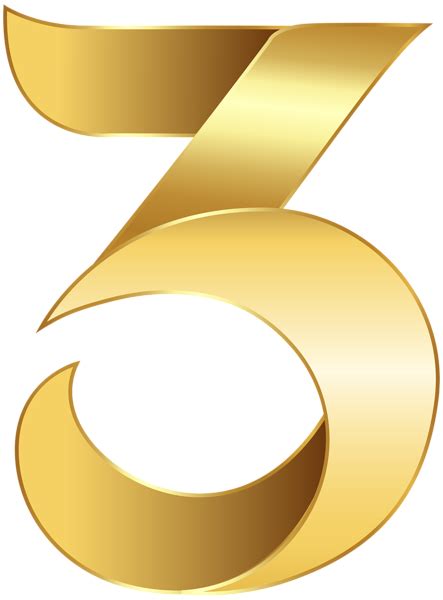 Golden Number Three Transparent Png Clip Art Image Golden Number Art