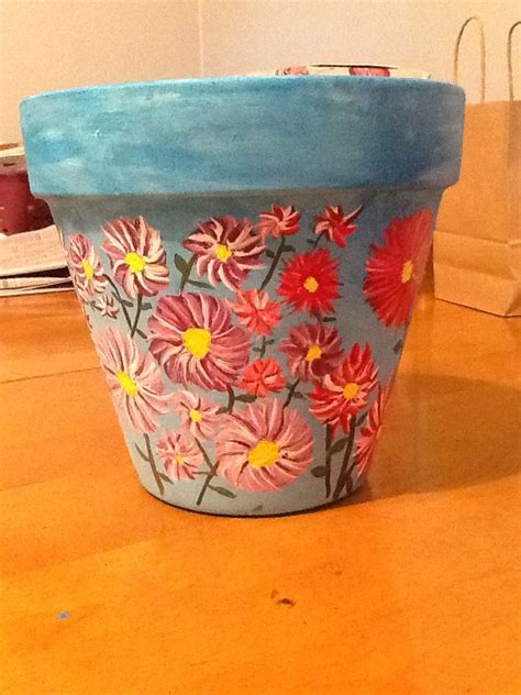 Hand Painted Flower Clay Pot Seramik