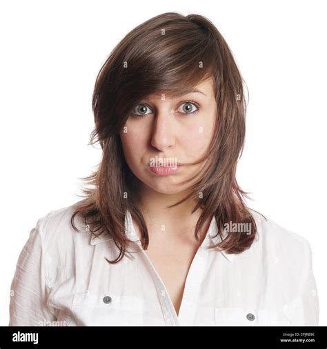 Sad Disappointed Young Woman Pouting Isolated On White Stock Photo Alamy