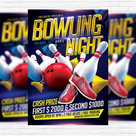 Bowling Night Premium Flyer Template Facebook Cover Exclsiveflyer