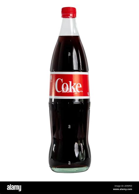 Coca Cola Coke Glass Bottle 1 Liter Isolated On White Background Stock