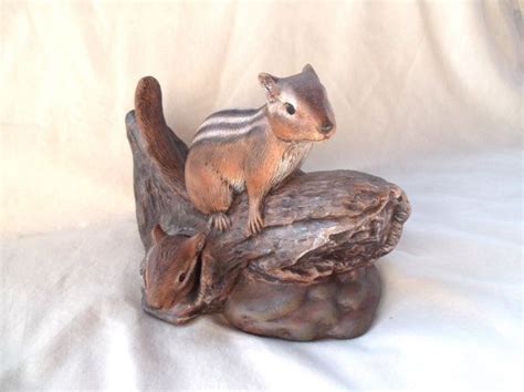 Chipmunks And Log Figurine Beautiful And Realistic Hand Etsy
