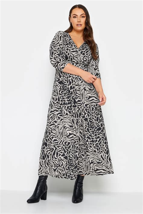 Yours Plus Size Black Zebra Print Maxi Wrap Dress Yours Clothing