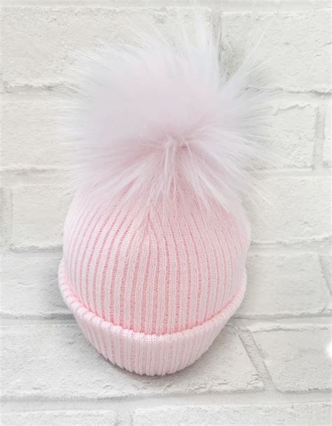 Baby Girls Pale Pink Pom Pom Hat