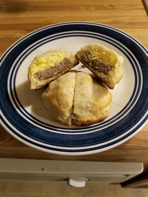 Homemade Sausage Egg And Cheese Stuffed Biscuits Rfood