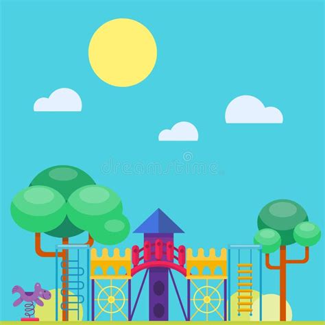 Children Playground Fun Childhood Play Park Activity Flat Vector