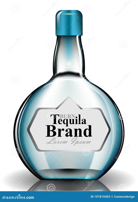 Tequilla Glass Bottle Vector Realistic Product Packaging Mock Up Templates Stock Vector
