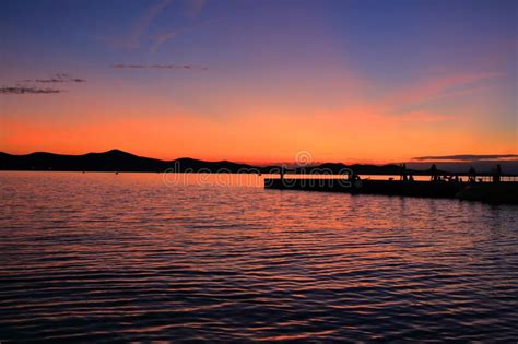 Sunset To The Adriatic Sea Zadar Croatia Stock Photo Image Of Ocean