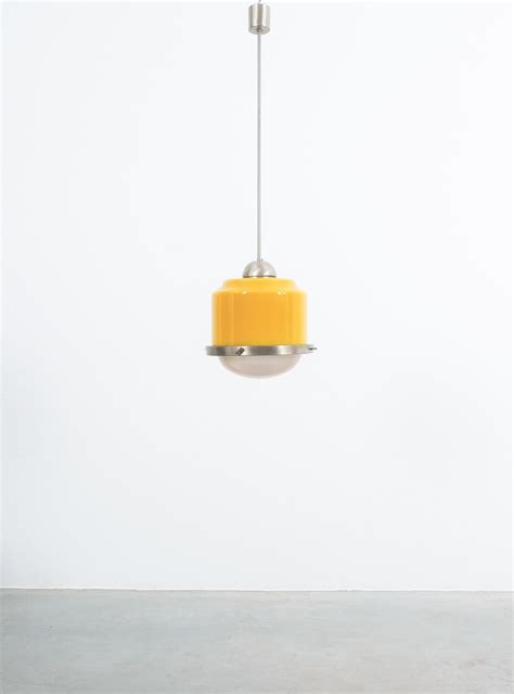 Stilnovo Yellow Glass Pendant Lamp Glass Circa 1950 For Sale At