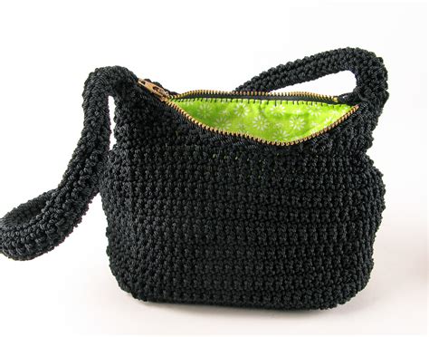 Blog Archive New Black Nylon Crochet Purse With Lime