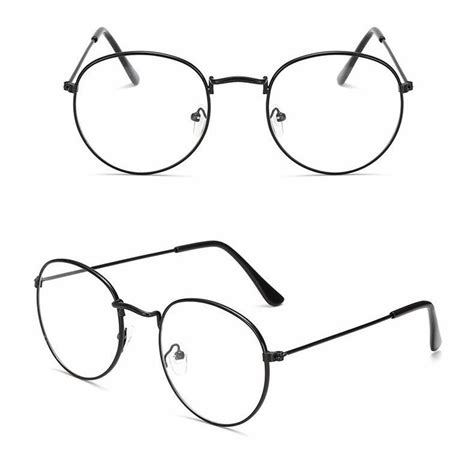 Buy Retro Office Women Round Clear Lens Uv Proof Eyeglass Frames Plain Mirror Optical Glasses At