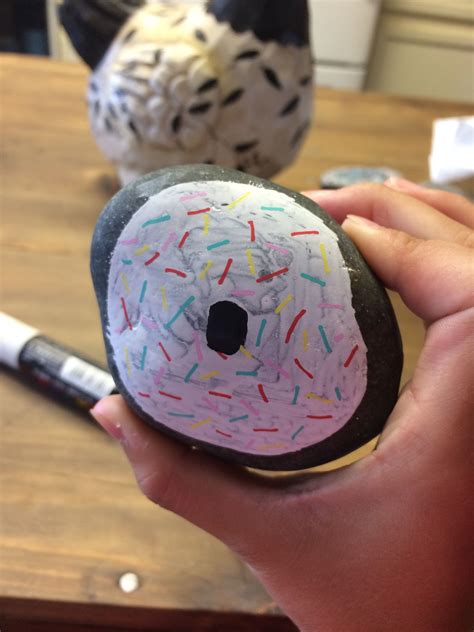 I Painted This Donut Rock Because I Love Donuts Cute Painted Rocks