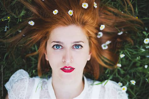 Beautiful Ginger Haired Woman With Blue Eyes By Jovana Rikalo Stocksy