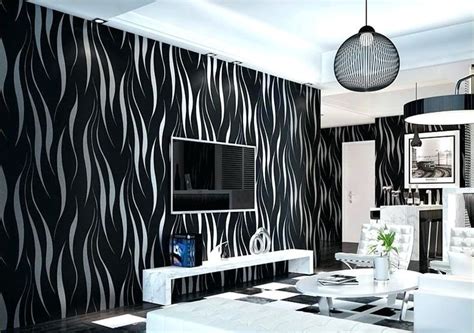 Black And Silver Living Room Living Room Wallpaper Silver Wallpaper