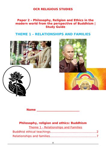 Ocr Rs Gcse Paper 2 Relationships And Families Buddhism Revision