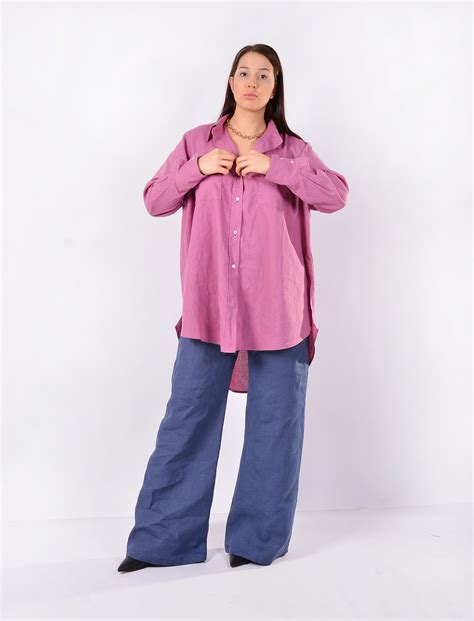 Oversize Linen Shirt Plus Size Linen Linen Blouse Linen Etsy