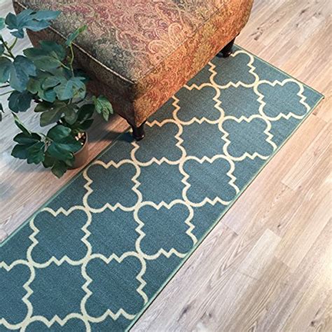 This stair tread is all about convenient decoration for a busy home. Anti-Bacterial Rubber Back RUGS RUNNERS Non-Skid/Slip 2x5 Runner Rug | Blue Moroccan Trellis ...