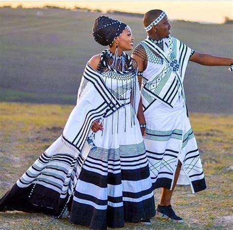 Couple In Xhosa Umbhaco Traditional Attire And Beaded