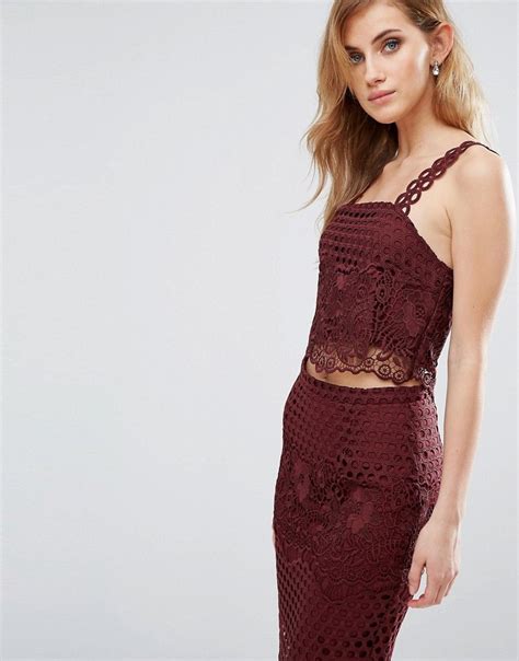 New Look Premium Lace Crop Top Co Ord Red New Look Fashion Latest