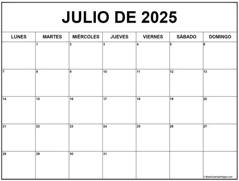 Julio De 2025 Calendario Gratis Calendario Julio