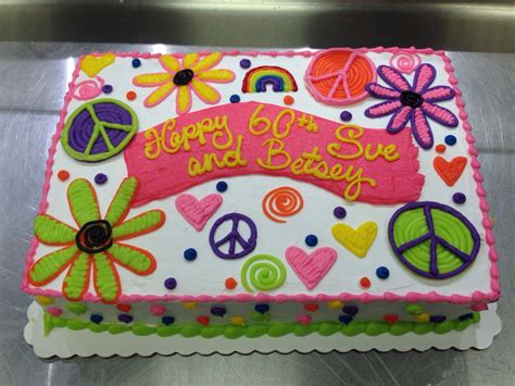 Flower And Peace Signs Neon Hippie Cake Hippie Birthday Hippie Cake