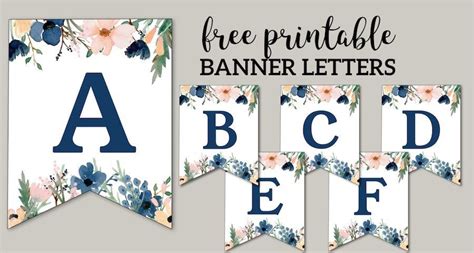 Blue And Pink Floral Banner Letters Free Printable Paper Trail Design