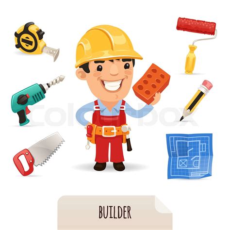 Builders Icons Set Stock Vector Colourbox