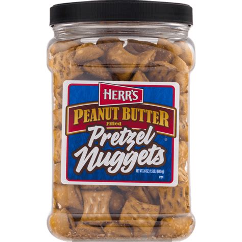 Herrs Peanut Butter Filled Pretzel Nuggets 24 Oz Canister Walmart