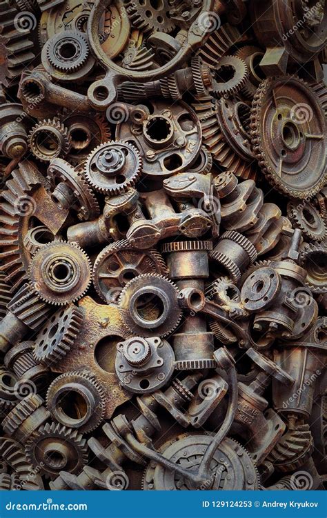 Steampunk Texture Backgroung With Mechanical Parts Gear Wheels Stock