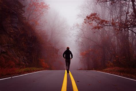 Itap Of Me Walking Down A Foggy Mountain Road Ritookapicture