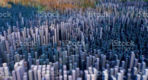 3d Abstract Landscape Of Cubes With Depth Of Field Stock Photo