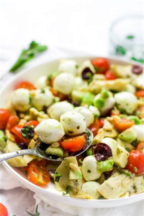 Minty Mediterranean Bocconcini Salad Happy Veggie Kitchen