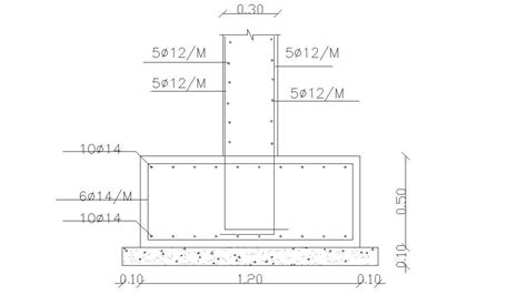 Structural Column Footing Section Design Autocad Drawing Cadbull
