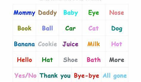 common words for kindergarten