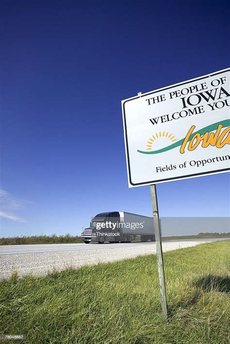 Welcome To Iowa Sign With Truck High Res Stock Photo Getty Images