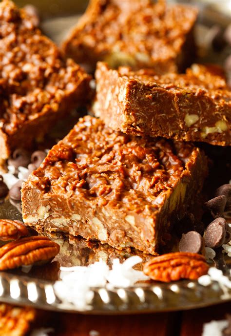 Low carb, low sugar, high fat peanut butter bars make a perfectly delicious keto mix butter, peanut butter, and swerve with the almond flour and pat out. No-Bake Chocolate Peanut Butter Coconut Bars