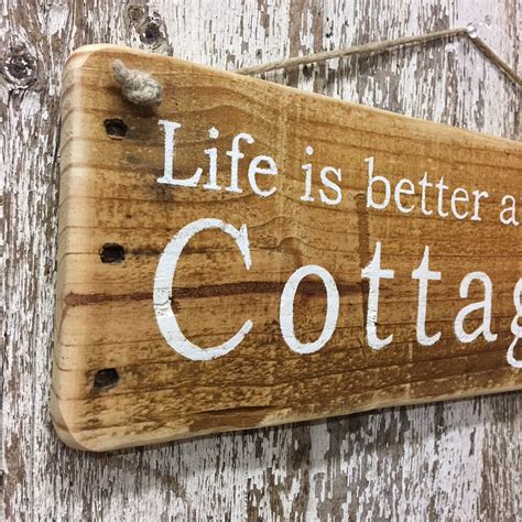Cottage Wood Sign With Trees For Rustic Cabin Home Decor