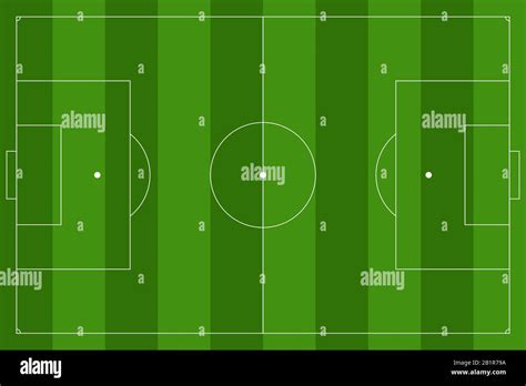 Scale Diagram Of A Football Pitch Soccer Field With Labels Stock