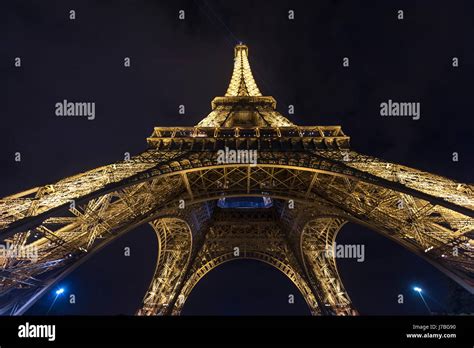 Eiffel Tower Illuminated At Night Stock Photo Alamy