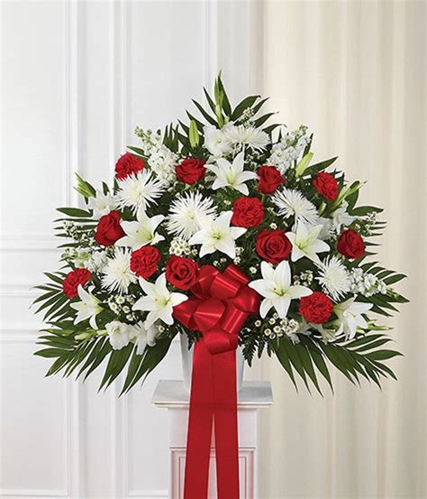 Red And White Sympathy Standing Basket At From You Flowers