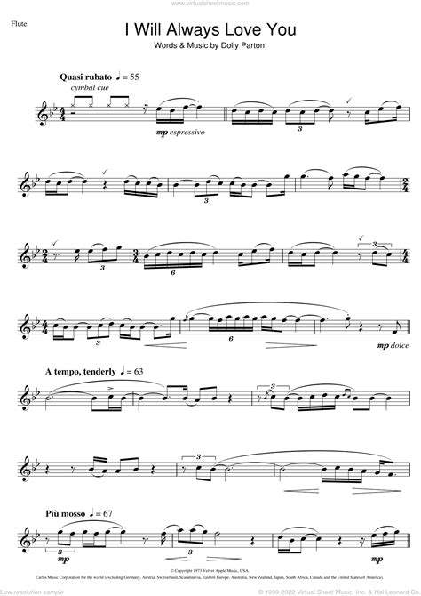 I Will Always Love You Sheet Music For Flute Solo Pdf