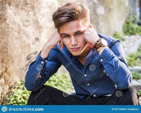 One Handsome Young Man In City Setting Stock Image Image Of Adult