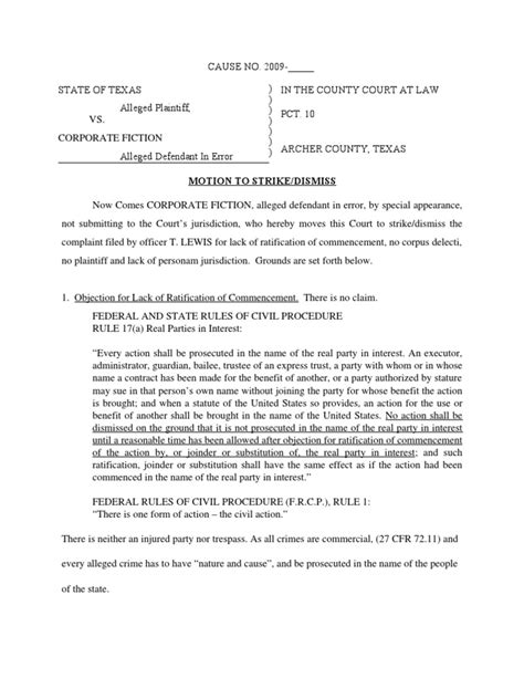 Defendant Motion To Dismiss Template