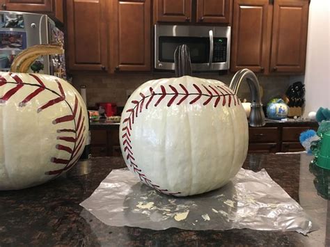 Baseball Painted Pumpkin Pumpkin Decorating Painted Pumpkins Pumpkin