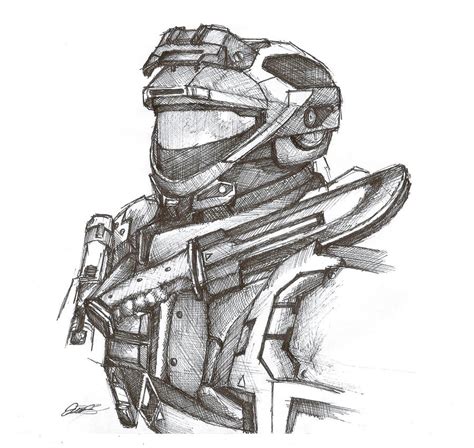 Halo Reach Spartan Pen Sketch By Inktheory Design On Deviantart