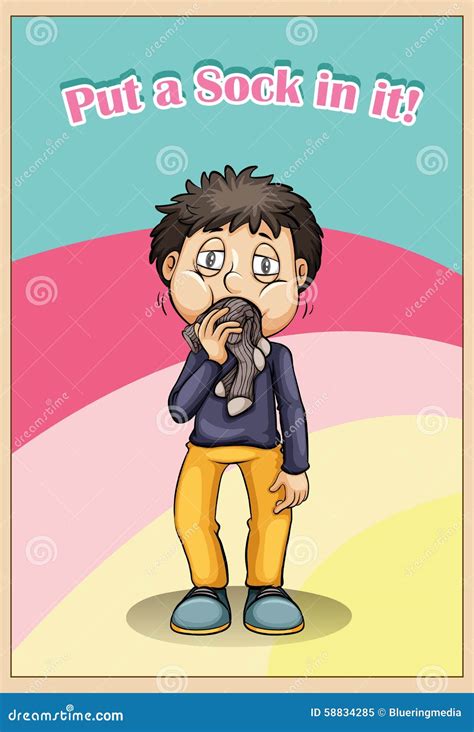Idiom Put A Sock In It Stock Vector Illustration Of Sock 58834285