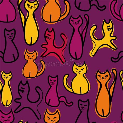 Seamless Cats Pattern Stock Vector Illustration Of Print 32101768