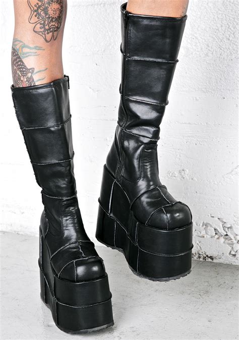 Check spelling or type a new query. Demonia Stack Patched Platform Boots | Dolls Kill