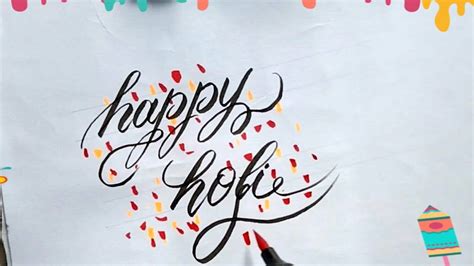 How To Write Happy Holi In Stylish Calligraphy Writing Holi Greetings