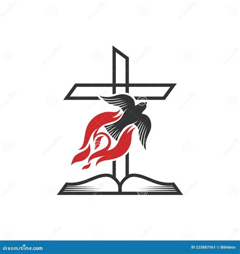 A Cruz Do Senhor Jesus Cristo Uma Pomba Em Chamas Como Símbolo Do
